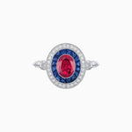 Load image into Gallery viewer, Oval Cut Center Stone Double Halo Ring Mounting with French Cut Gemstone Accents - Shahin Jewelry