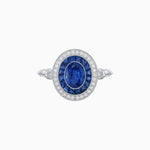 Load image into Gallery viewer, Oval Cut Center Stone Double Halo Ring Mounting with French Cut Gemstone Accents - Shahin Jewelry