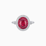Load image into Gallery viewer, Oval Cut Center Stone Double Halo Ring Mounting with French Cut Gemstone Accents - Shahin Jewelry