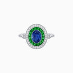 Load image into Gallery viewer, Oval Cut Center Stone Double Halo Ring Mounting with French Cut Gemstone Accents - Shahin Jewelry
