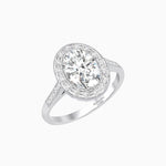 Load image into Gallery viewer, Oval Cut Ring with Baguette Diamond Halo and Diamond-Accented Shank - Shahin Jewelry