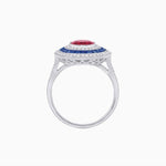 Load image into Gallery viewer, Oval Gemstone Triple Halo Ring - Shahin Jewelry
