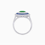 Load image into Gallery viewer, Oval Gemstone Triple Halo Ring - Shahin Jewelry