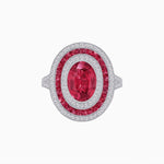 Load image into Gallery viewer, Oval Gemstone Triple Halo Ring - Shahin Jewelry