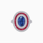 Load image into Gallery viewer, Oval Gemstone Triple Halo Ring - Shahin Jewelry