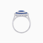 Load image into Gallery viewer, Oval Gemstone Triple Halo Ring - Shahin Jewelry