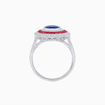 Load image into Gallery viewer, Oval Gemstone Triple Halo Ring - Shahin Jewelry