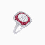 Load image into Gallery viewer, Oval Shape Art Deco Inspired Ring with Diamond - Shahin Jewelry