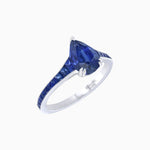 Load image into Gallery viewer, Pear - Shape Center Stone Mounting Ring with Channel - Set Accents - Shahin Jewelry