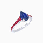 Load image into Gallery viewer, Pear - Shape Center Stone Mounting Ring with Channel - Set Accents - Shahin Jewelry