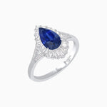 Load image into Gallery viewer, Pear - Shaped Halo Engagement Ring Mounting with Baguette & Round Diamonds - Shahin Jewelry