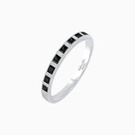 Load image into Gallery viewer, Princess Cut Channel Set Onyx and Baguette Diamond Ring Band - Shahin Jewelry