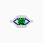 Load image into Gallery viewer, Princess - Cut Engagement Ring Mounting with Diamond Accents and Geometric Design - Shahin Jewelry