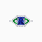 Load image into Gallery viewer, Princess - Cut Engagement Ring Mounting with Diamond Accents and Geometric Design - Shahin Jewelry