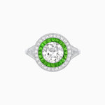 Load image into Gallery viewer, Round Cut Center Stone Double Halo Ring Mounting with French Cut Gemstone Accents - Shahin Jewelry