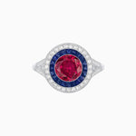 Load image into Gallery viewer, Round Cut Center Stone Double Halo Ring Mounting with French Cut Gemstone Accents - Shahin Jewelry
