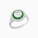 Load image into Gallery viewer, Round Cut Center Stone Double Halo Ring Mounting with French Cut Gemstone Accents - Shahin Jewelry