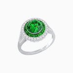 Load image into Gallery viewer, Round Cut Center Stone Double Halo Ring Mounting with French Cut Gemstone Accents - Shahin Jewelry