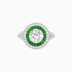Load image into Gallery viewer, Round Cut Center Stone Double Halo Ring Mounting with French Cut Gemstone Accents - Shahin Jewelry