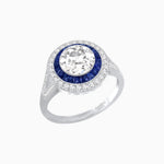 Load image into Gallery viewer, Round Cut Center Stone Double Halo Ring Mounting with French Cut Gemstone Accents - Shahin Jewelry