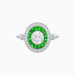 Load image into Gallery viewer, Round Cut Center Stone Double Halo Ring Mounting with French Cut Gemstone Accents - Shahin Jewelry