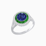 Load image into Gallery viewer, Round Cut Center Stone Double Halo Ring Mounting with French Cut Gemstone Accents - Shahin Jewelry