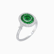 Round Cut Center Stone Double Halo Ring Mounting with French Cut Gemstone Accents - Shahin Jewelry