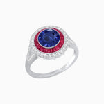 Load image into Gallery viewer, Round Cut Center Stone Double Halo Ring Mounting with French Cut Gemstone Accents - Shahin Jewelry