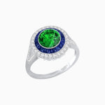Load image into Gallery viewer, Round Cut Center Stone Double Halo Ring Mounting with French Cut Gemstone Accents - Shahin Jewelry