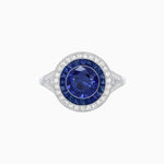Load image into Gallery viewer, Round Cut Center Stone Double Halo Ring Mounting with French Cut Gemstone Accents - Shahin Jewelry