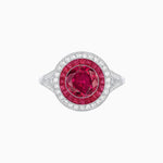 Load image into Gallery viewer, Round Cut Center Stone Double Halo Ring Mounting with French Cut Gemstone Accents - Shahin Jewelry