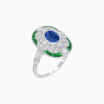 Load image into Gallery viewer, Scarab Vintage Art Deco Style Cocktail Ring with Diamond and Gemstone - Shahin Jewelry