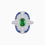 Load image into Gallery viewer, Scarab Vintage Art Deco Style Cocktail Ring with Diamond and Gemstone - Shahin Jewelry