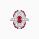 Load image into Gallery viewer, Scarab Vintage Art Deco Style Cocktail Ring with Diamond and Gemstone - Shahin Jewelry