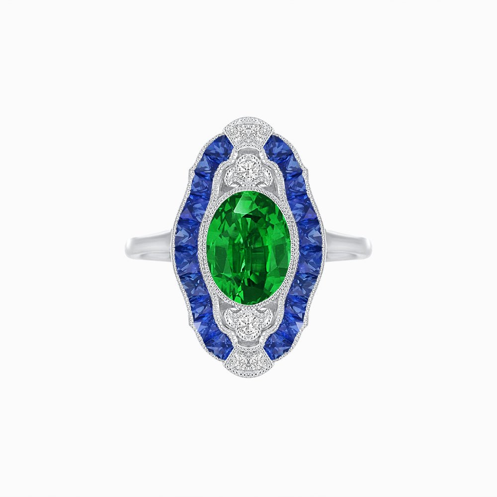 Scarab Vintage Art Deco Style Cocktail Ring with Gemstone - Shahin Jewelry