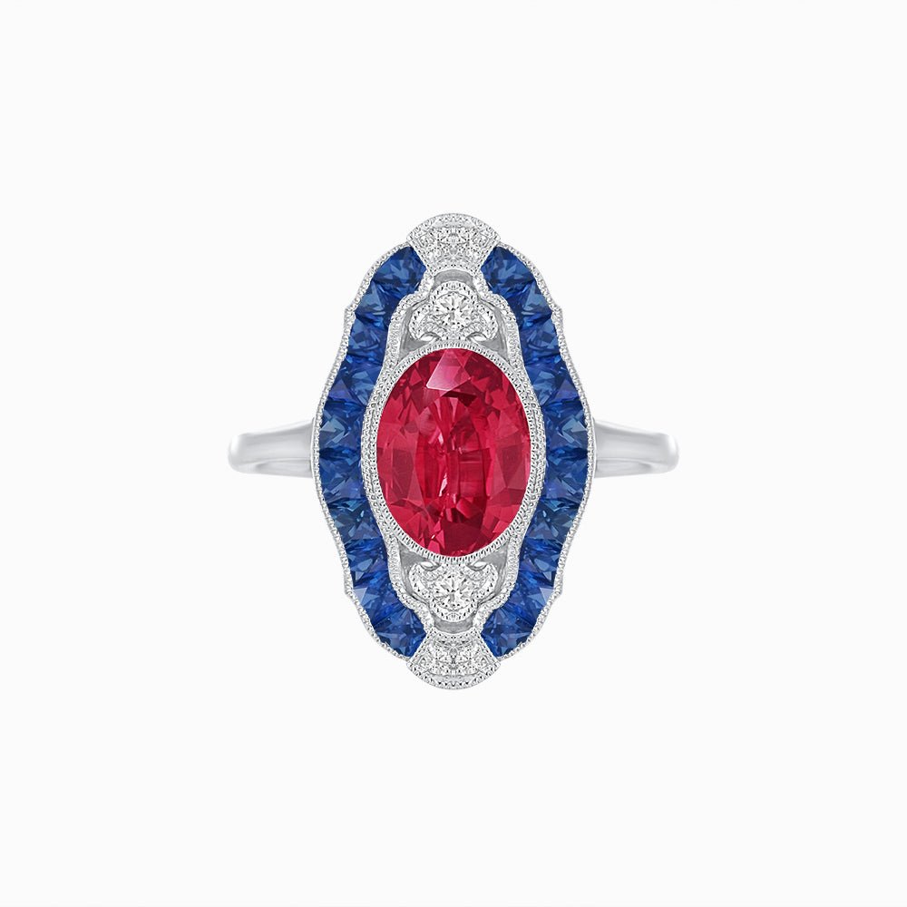 Scarab Vintage Art Deco Style Cocktail Ring with Gemstone - Shahin Jewelry