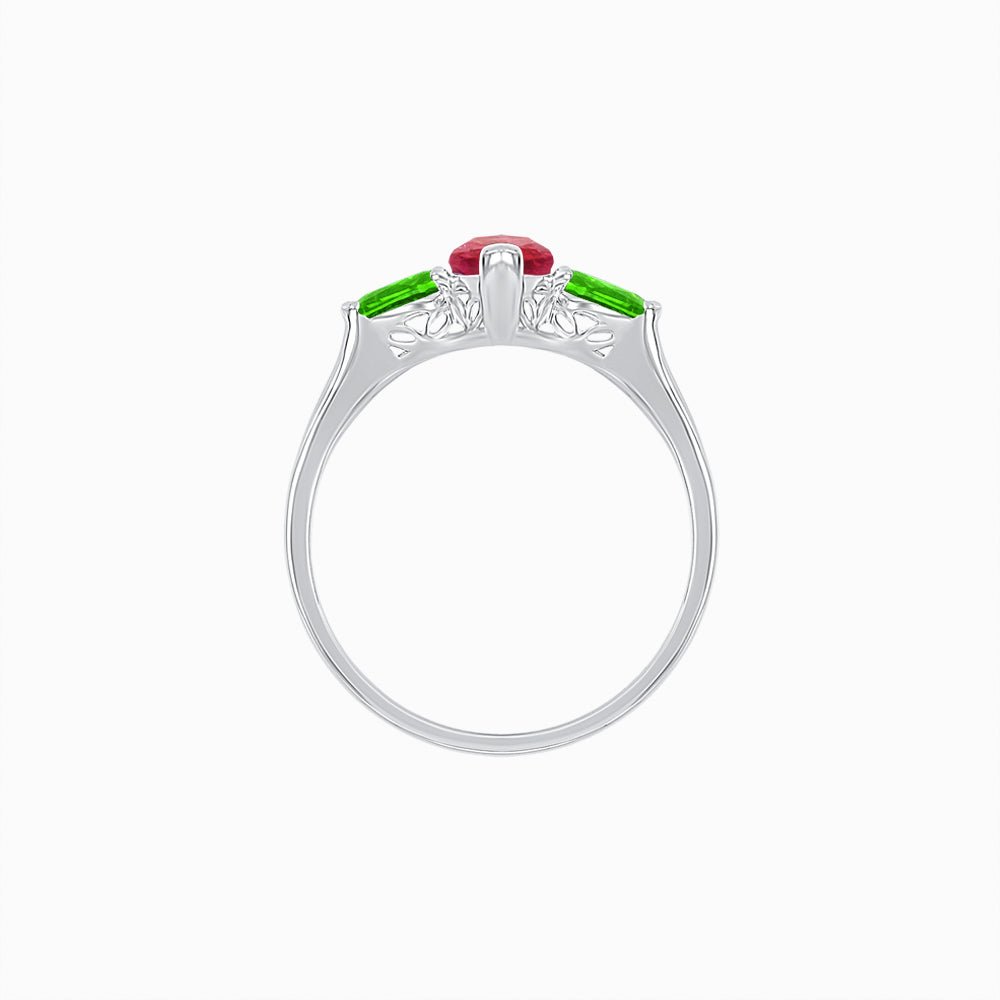 Three Stone Ruby Marquise Ring - Shahin Jewelry