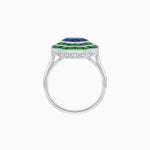 Load image into Gallery viewer, Timeless Art Deco Octagonal Halo Ring with Diamond and Gemstone (Mounting) - Shahin Jewelry