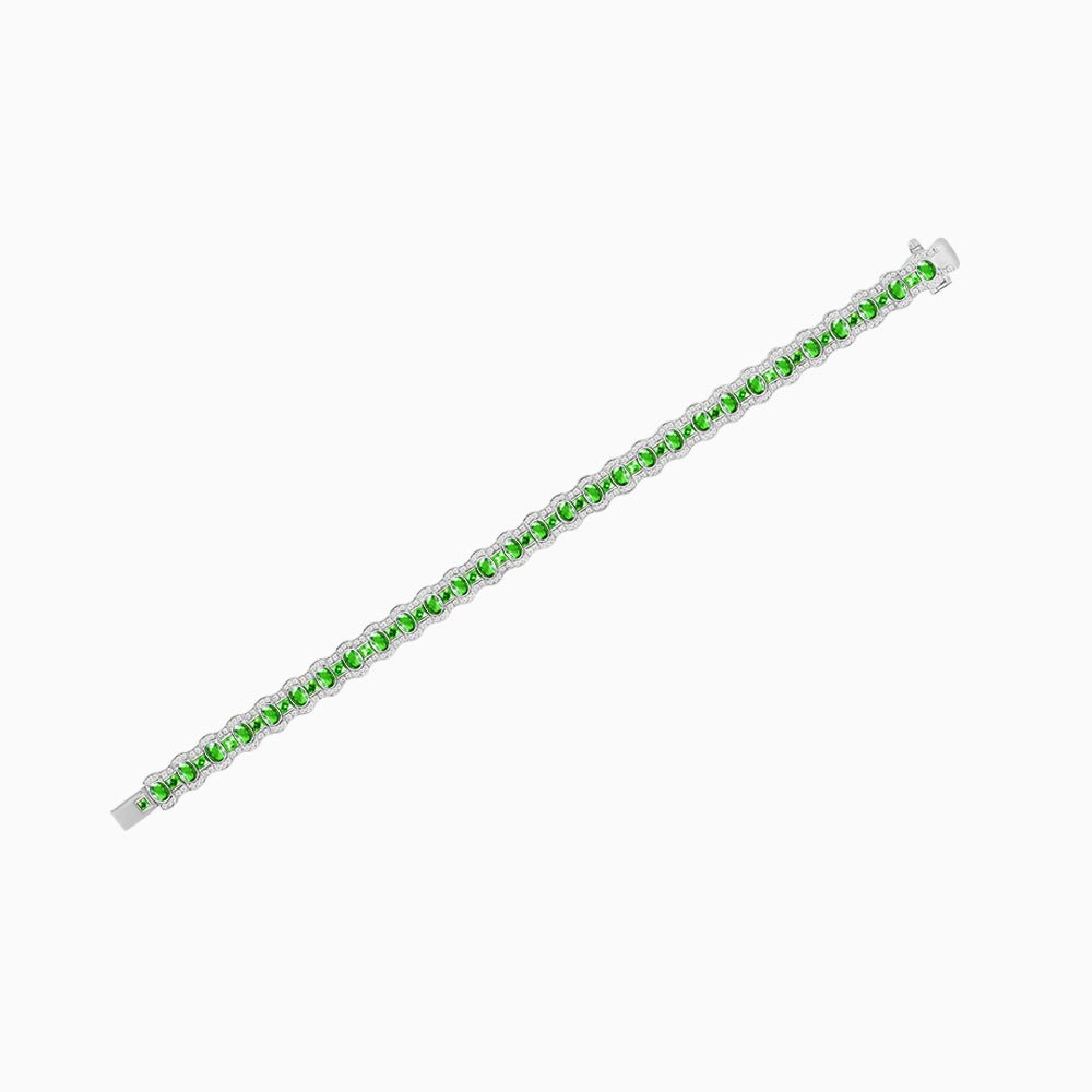 Triple Line Vintage Inspired Oval Blue Sapphire and Diamond Link Bracelet - Shahin Jewelry