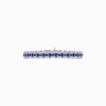 Load image into Gallery viewer, Triple Line Vintage Inspired Oval Blue Sapphire and Diamond Link Bracelet - Shahin Jewelry