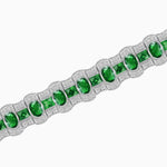 Load image into Gallery viewer, Triple Line Vintage Inspired Oval Blue Sapphire and Diamond Link Bracelet - Shahin Jewelry