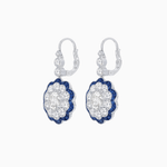 Load image into Gallery viewer, Vintage Floral Dangle Earrings with Diamond Halo and Calibre-Cut Gemstone Accents - Shahin Jewelry