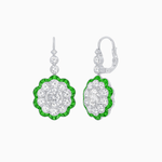 Load image into Gallery viewer, Vintage Floral Dangle Earrings with Diamond Halo and Calibre-Cut Gemstone Accents - Shahin Jewelry