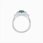 Load image into Gallery viewer, Vintage Floral Halo Ring Mounting with Cushion Cut Center Stone and Diamond Accents - Shahin Jewelry