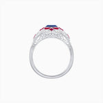 Load image into Gallery viewer, Vintage Floral Halo Ring Mounting with Cushion Cut Center Stone and Diamond Accents - Shahin Jewelry