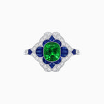 Load image into Gallery viewer, Vintage Floral Halo Ring Mounting with Cushion Cut Center Stone and Diamond Accents - Shahin Jewelry