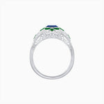 Load image into Gallery viewer, Vintage Floral Halo Ring Mounting with Cushion Cut Center Stone and Diamond Accents - Shahin Jewelry