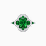 Load image into Gallery viewer, Vintage Floral Halo Ring Mounting with Cushion Cut Center Stone and Diamond Accents - Shahin Jewelry