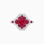 Load image into Gallery viewer, Vintage Floral Halo Ring Mounting with Cushion Cut Center Stone and Diamond Accents - Shahin Jewelry