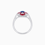 Load image into Gallery viewer, Vintage Floral Ring Mounting with Oval Center Stone, Calibre-Cut Gemstone Accents and Diamond Details - Shahin Jewelry